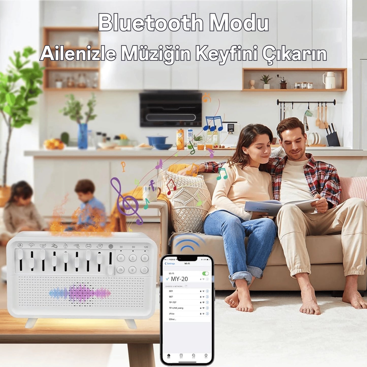 Ezliva Uyku Uzmanı Aroma Beyaz Gürültü Makinesi - 3'ü 1 Arada Bluetooth Hoparlör + Beyaz Gürültü Cihazı + Gece Lambası ve Nemlendirici