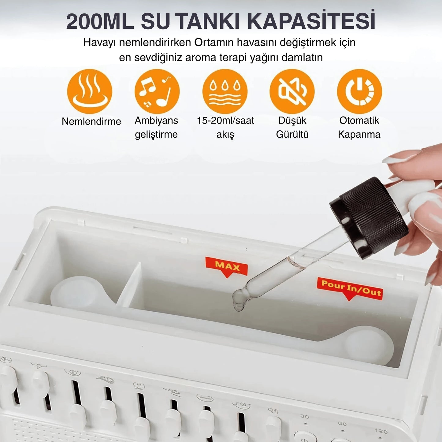 Ezliva Uyku Uzmanı Aroma Beyaz Gürültü Makinesi - 3'ü 1 Arada Bluetooth Hoparlör + Beyaz Gürültü Cihazı + Gece Lambası ve Nemlendirici