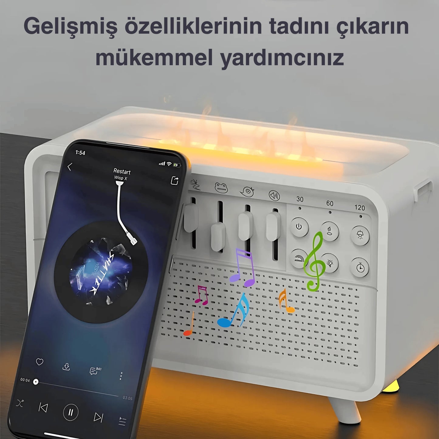 Ezliva Uyku Uzmanı Aroma Beyaz Gürültü Makinesi - 3'ü 1 Arada Bluetooth Hoparlör + Beyaz Gürültü Cihazı + Gece Lambası ve Nemlendirici