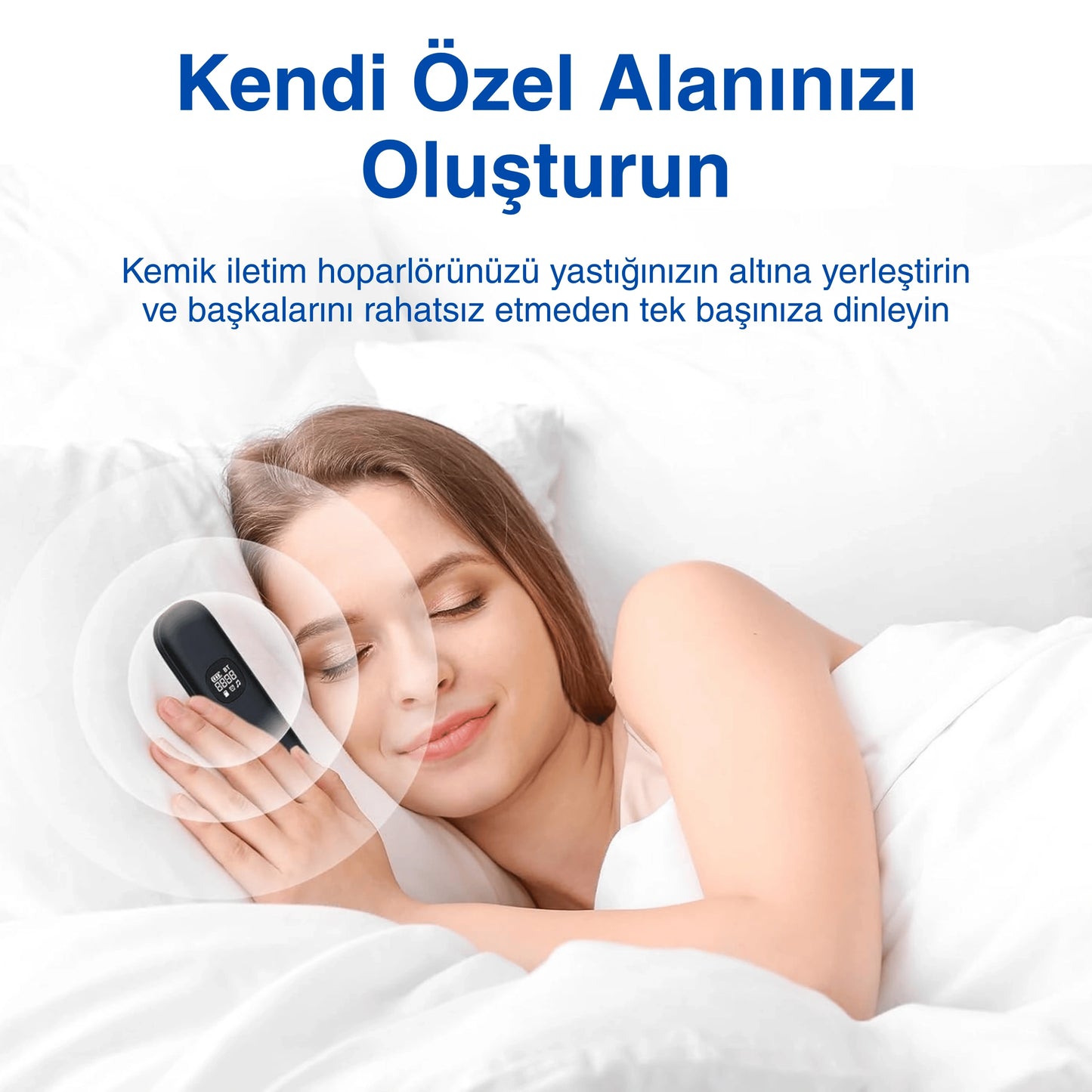 Ezliva Mini Gürültü Makinesi BEYAZ | Yastık Altı Kemik İletimli Bluetooth Hoparlör + Uyku Yardımcısı + Zamanlayıcı