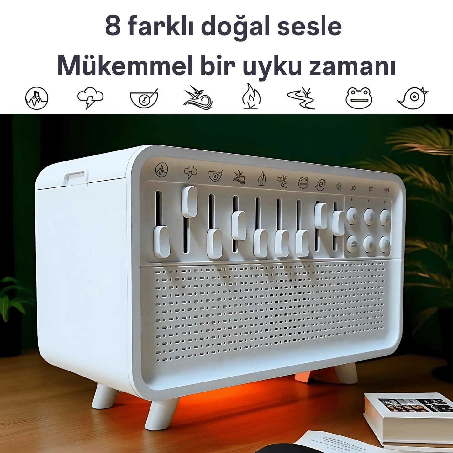 Ezliva Uyku Uzmanı Aroma Beyaz Gürültü Makinesi - 3'ü 1 Arada Bluetooth Hoparlör + Beyaz Gürültü Cihazı + Gece Lambası ve Nemlendirici