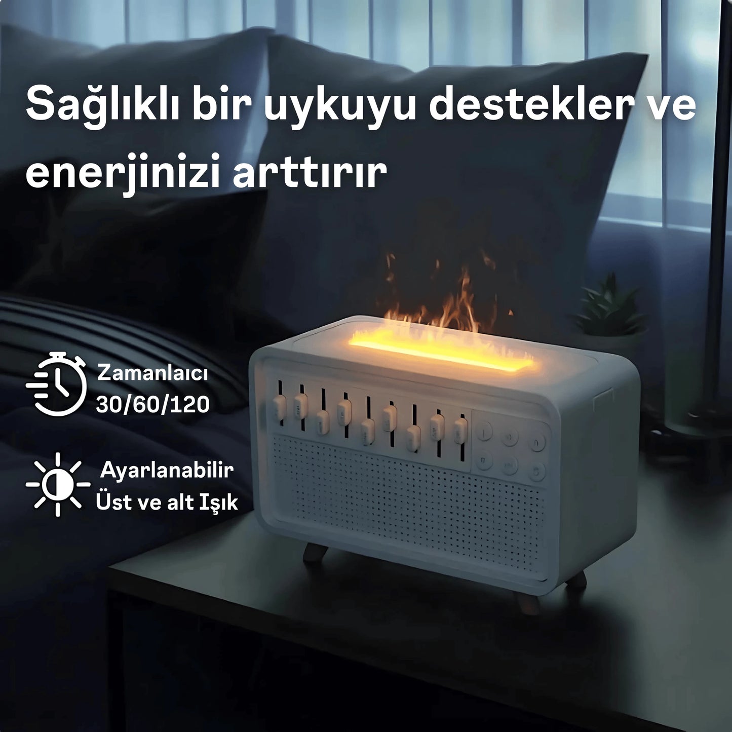 Ezliva Uyku Uzmanı Aroma Beyaz Gürültü Makinesi - 3'ü 1 Arada Bluetooth Hoparlör + Beyaz Gürültü Cihazı + Gece Lambası ve Nemlendirici