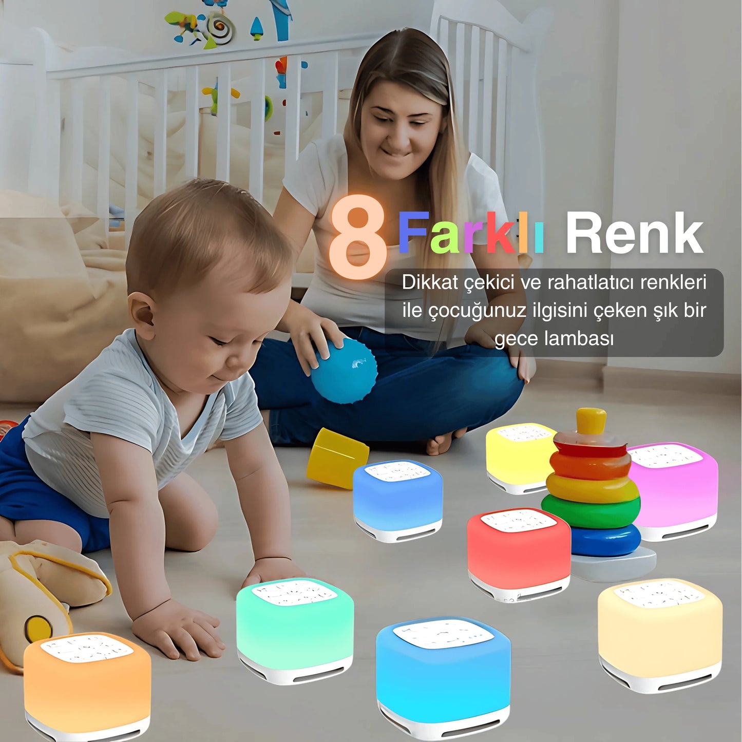 Ezliva Uyku Uzmanı | Beyaz Gürültü Makinesi & Bluetooth Hoparlörlü Renkli Gece Lambası (40 Farklı Ses, Zamanlayıcı ve Şarjlı)