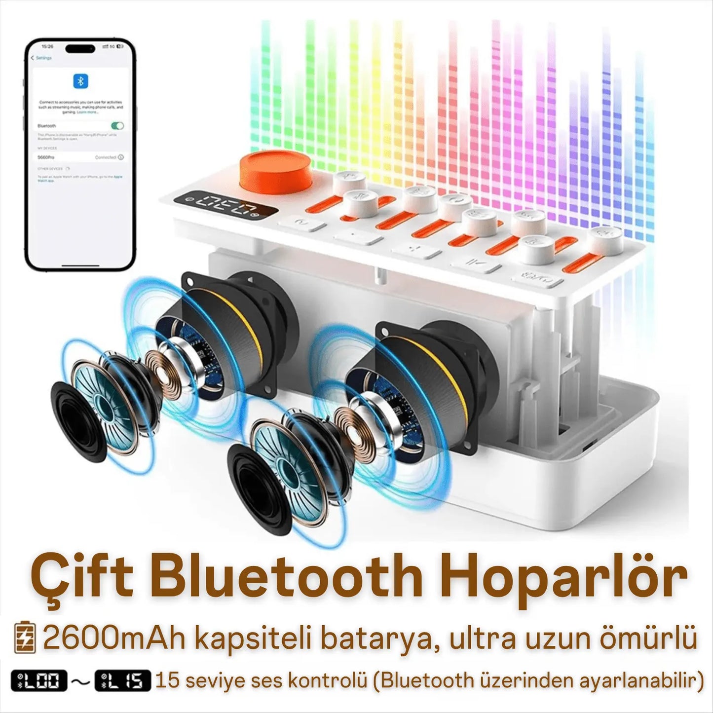 Ezliva Uyku Uzmanı Ultra Beyaz Gürültü Cihazı - Doğa Sesleri - Bluetooth Hoparlör - Gece Lambası Hepsi Bir Arada