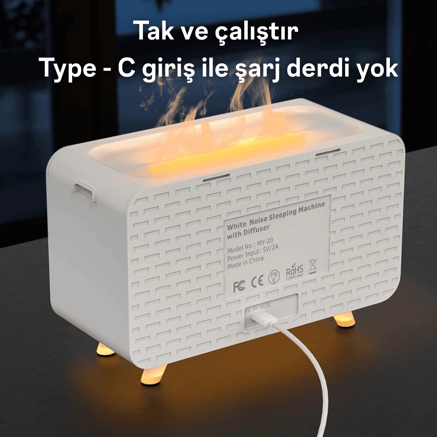 Ezliva Uyku Uzmanı Aroma Beyaz Gürültü Makinesi - 3'ü 1 Arada Bluetooth Hoparlör + Beyaz Gürültü Cihazı + Gece Lambası ve Nemlendirici