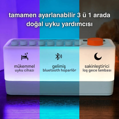 Ezliva Uyku Uzmanı Ultra Beyaz Gürültü Cihazı - Doğa Sesleri - Bluetooth Hoparlör - Gece Lambası Hepsi Bir Arada