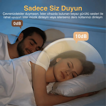 Ezliva Mini Gürültü Makinesi SİYAH | Yastık Altı Kemik İletimli Bluetooth Hoparlör + Uyku Yardımcısı + Zamanlayıcı