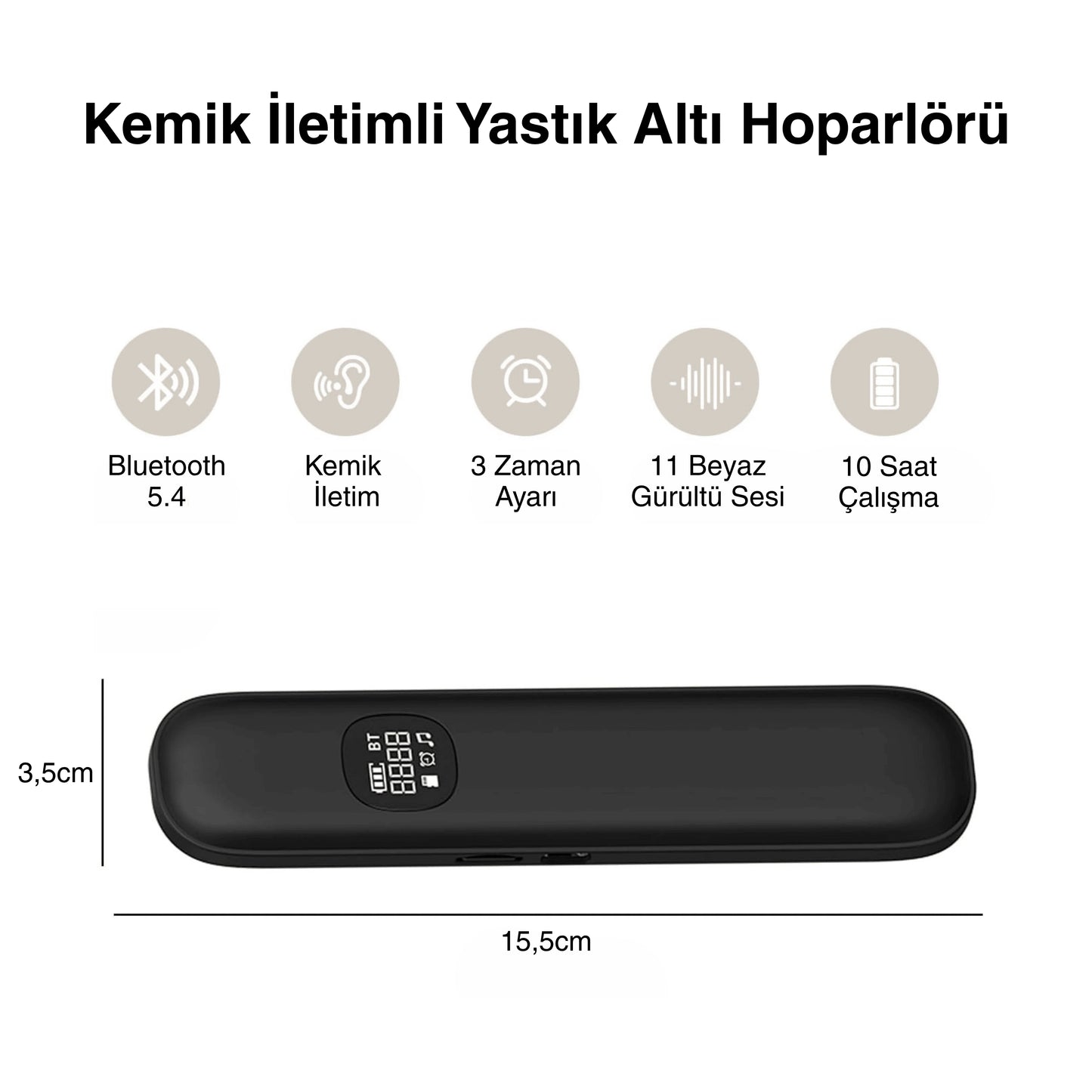Ezliva Mini Gürültü Makinesi SİYAH | Yastık Altı Kemik İletimli Bluetooth Hoparlör + Uyku Yardımcısı + Zamanlayıcı
