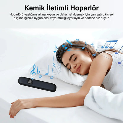 Ezliva Mini Gürültü Makinesi SİYAH | Yastık Altı Kemik İletimli Bluetooth Hoparlör + Uyku Yardımcısı + Zamanlayıcı