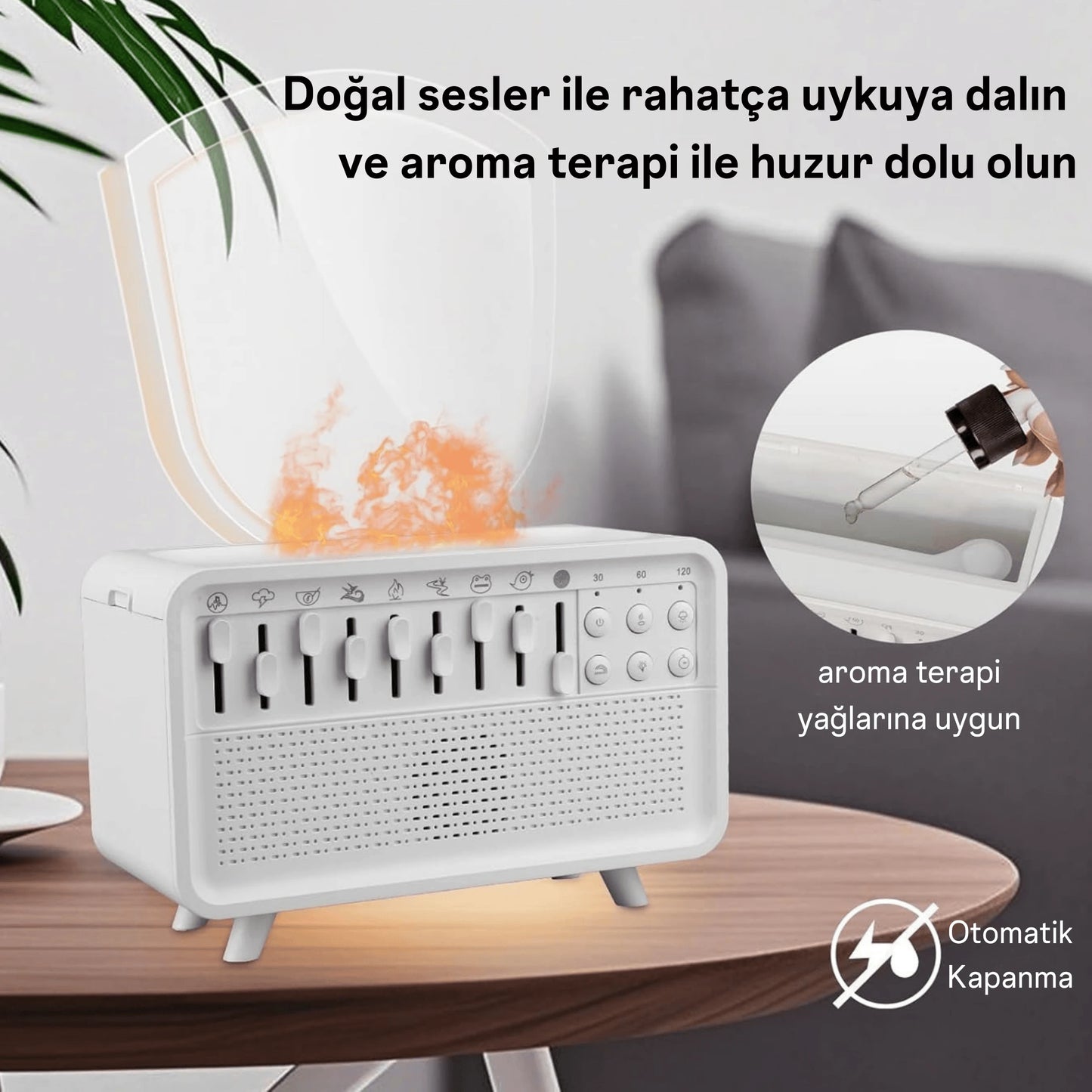 Ezliva Uyku Uzmanı Aroma Beyaz Gürültü Makinesi - 3'ü 1 Arada Bluetooth Hoparlör + Beyaz Gürültü Cihazı + Gece Lambası ve Nemlendirici