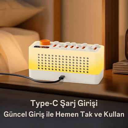 Ezliva Uyku Uzmanı Ultra Beyaz Gürültü Cihazı - Doğa Sesleri - Bluetooth Hoparlör - Gece Lambası Hepsi Bir Arada